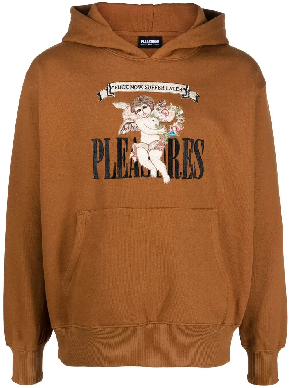 

Pleasures graphic logo-embroidered hoodie - Brown