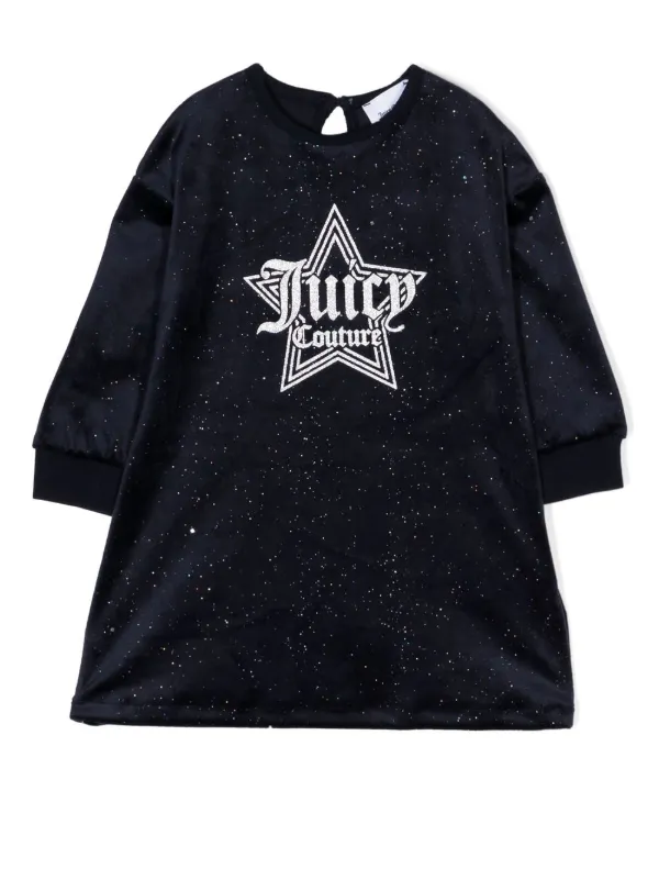 embroidered-logo star velour dress