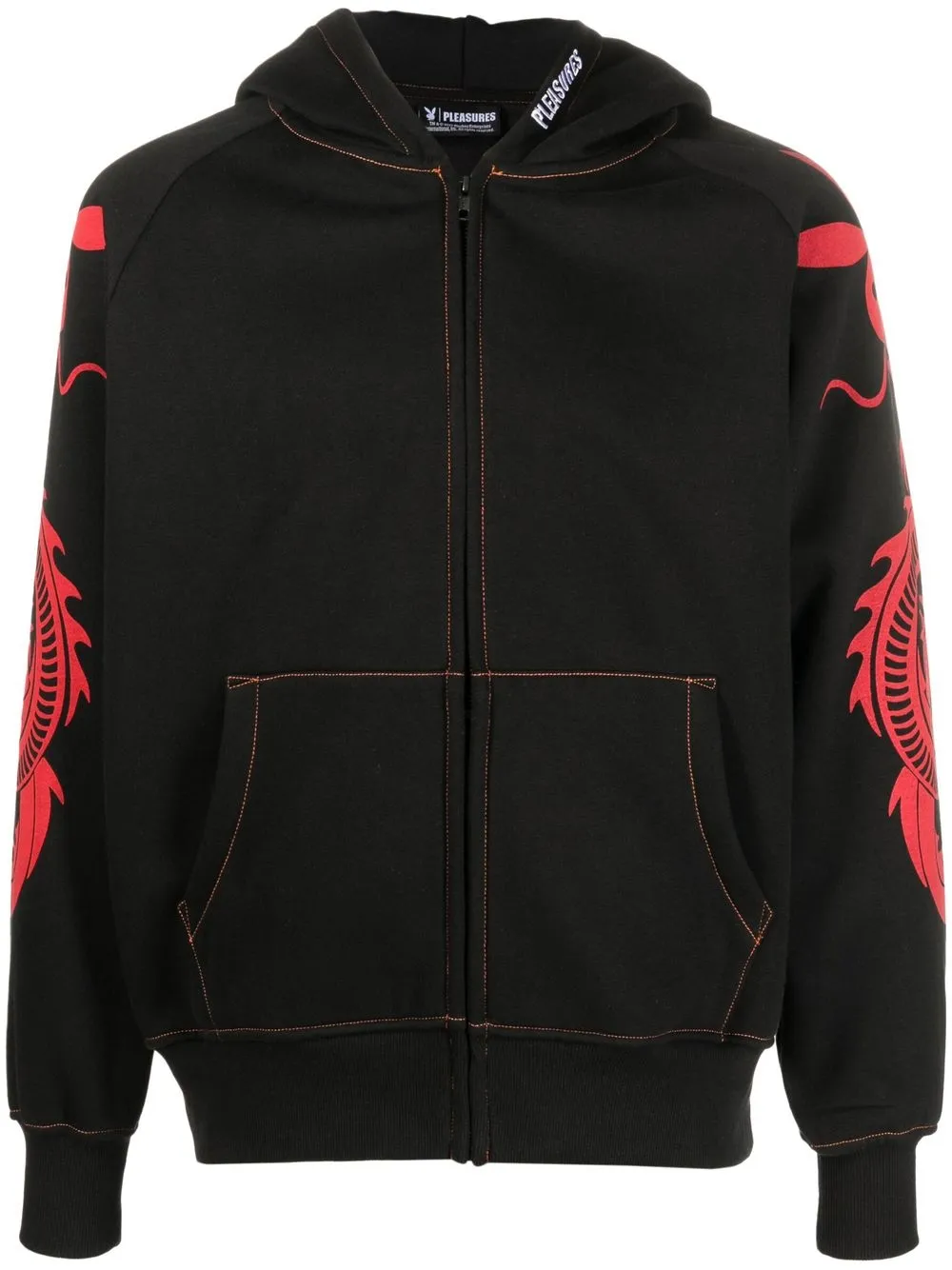 

Pleasures Dragon-print zip-up hoodie - Black