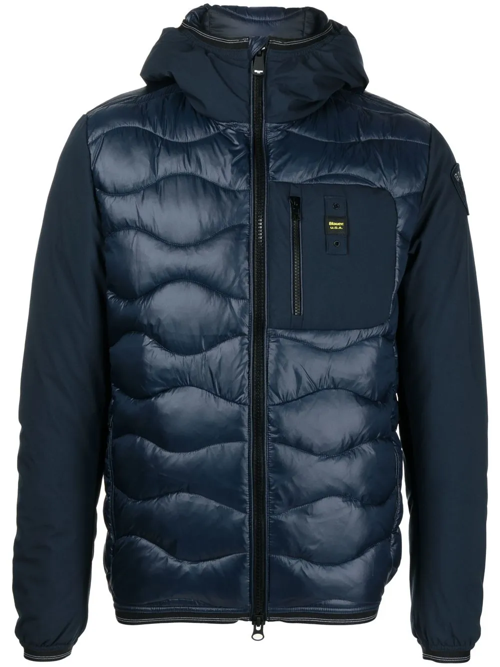 

Blauer hooded logo-patch padded jacket - Blue