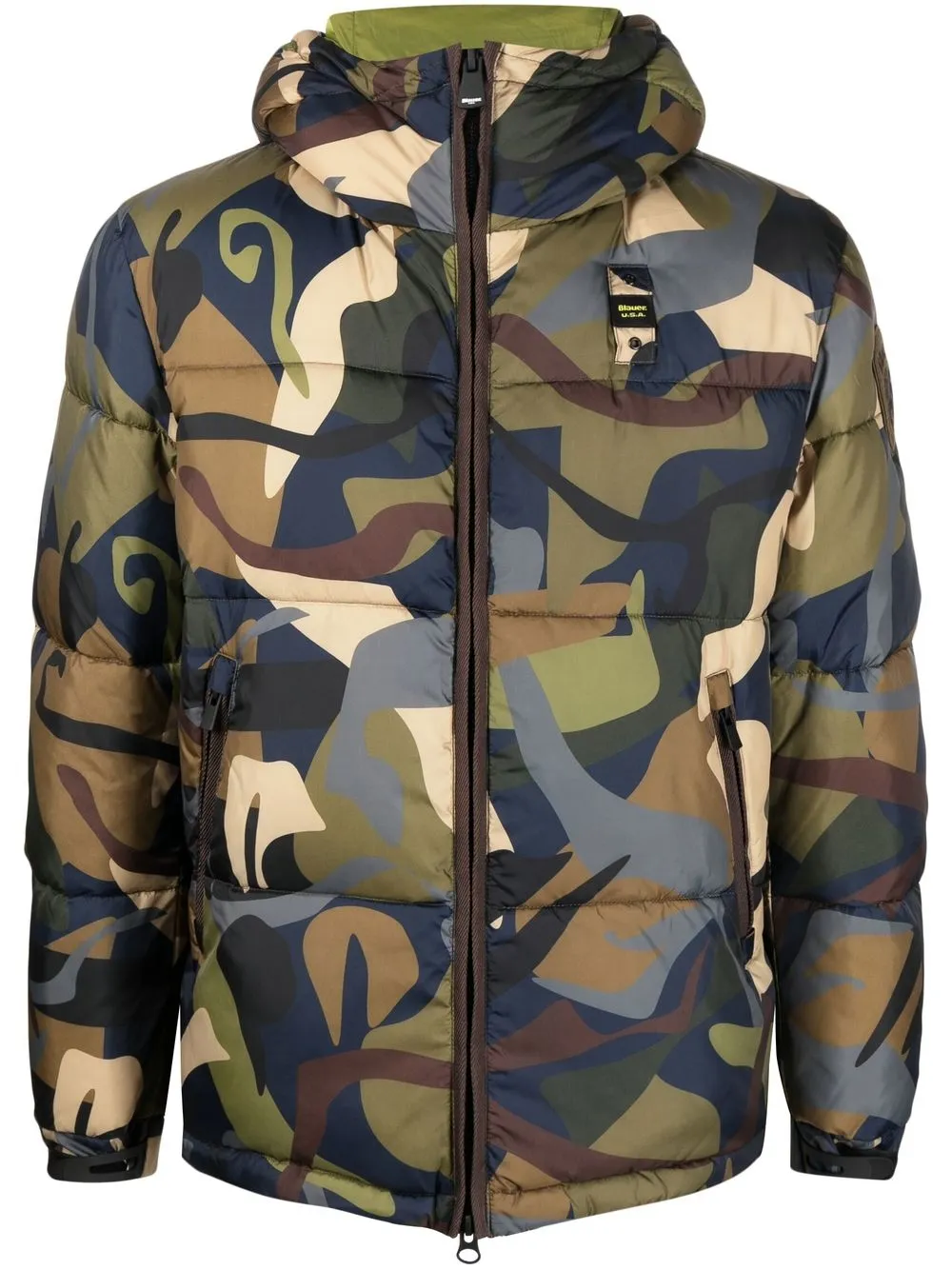 

Blauer abstract-camouflage padded jacket - Blue