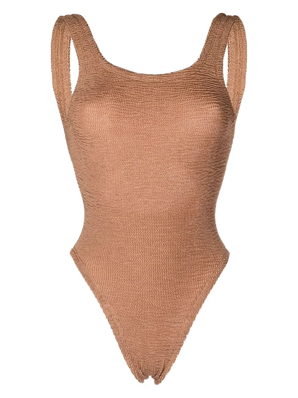 

Hunza G Square Neck crinkled swimsuit - Brown