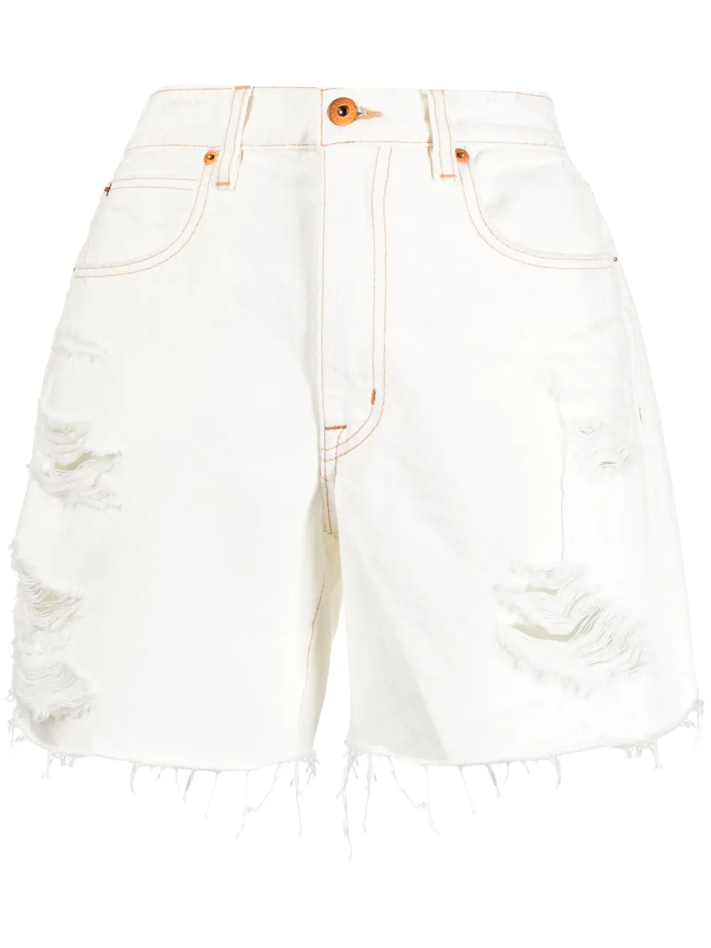 SLVRLAKE DISTRESSED-FINISH COTTON SHORTS