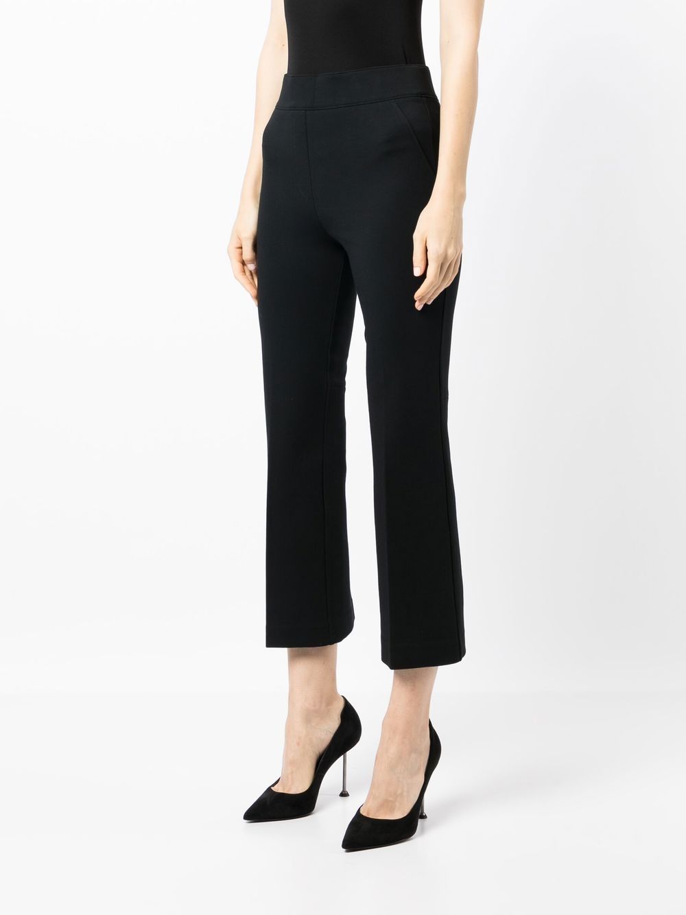 Shop Spanx Cropped Straight-leg Trousers In Black
