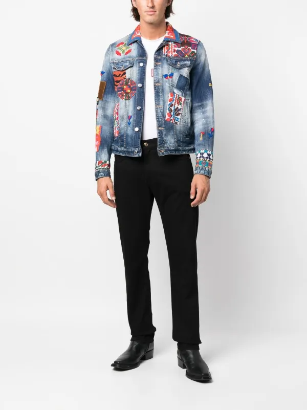 Men's embroidered denim outlet jacket