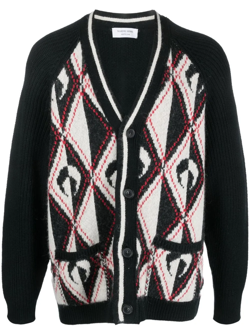 

Marine Serre patterned intarsia-knit cardigan - Black