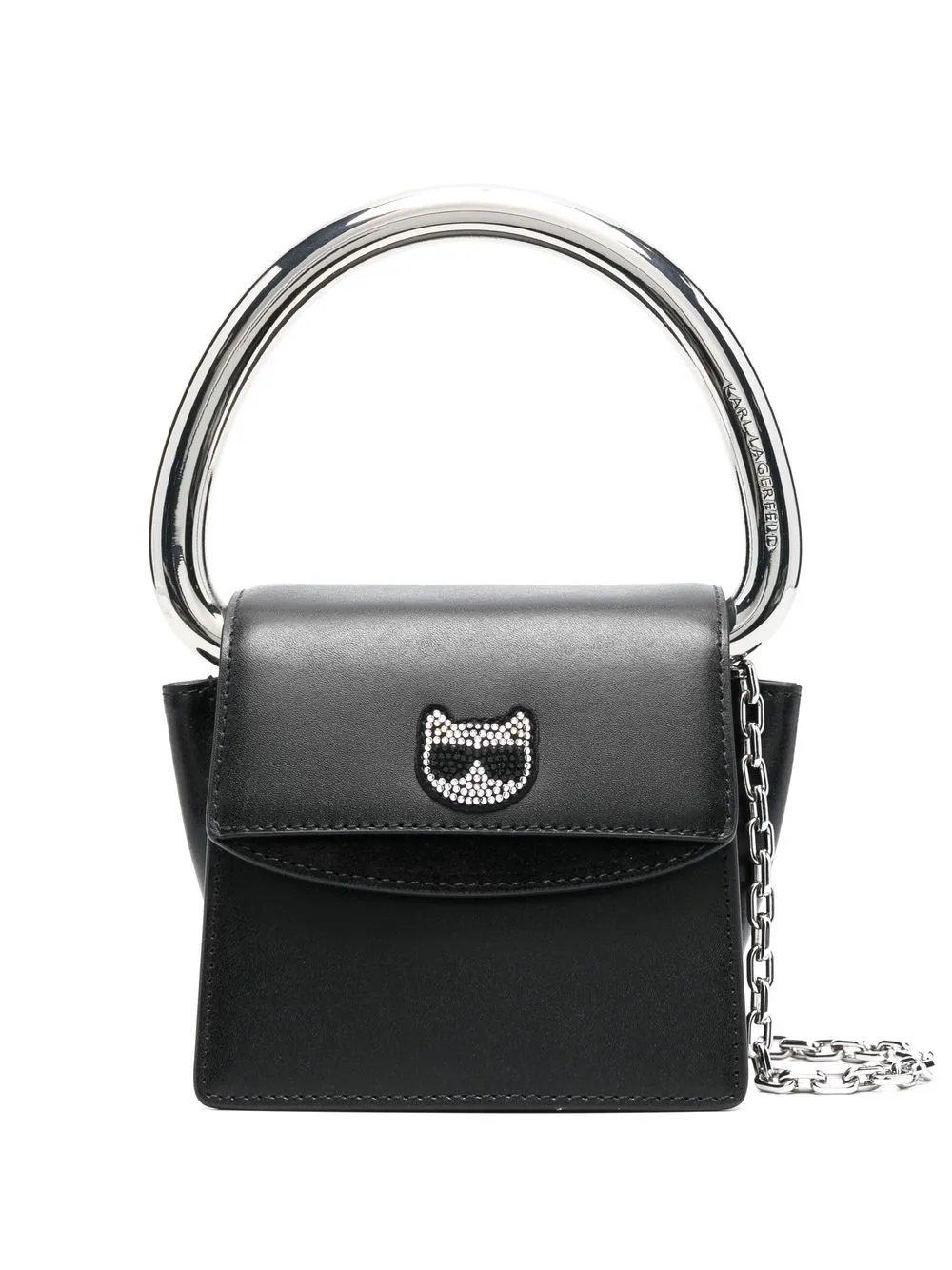 

Karl Lagerfeld ring-handle leather tote bag - Black