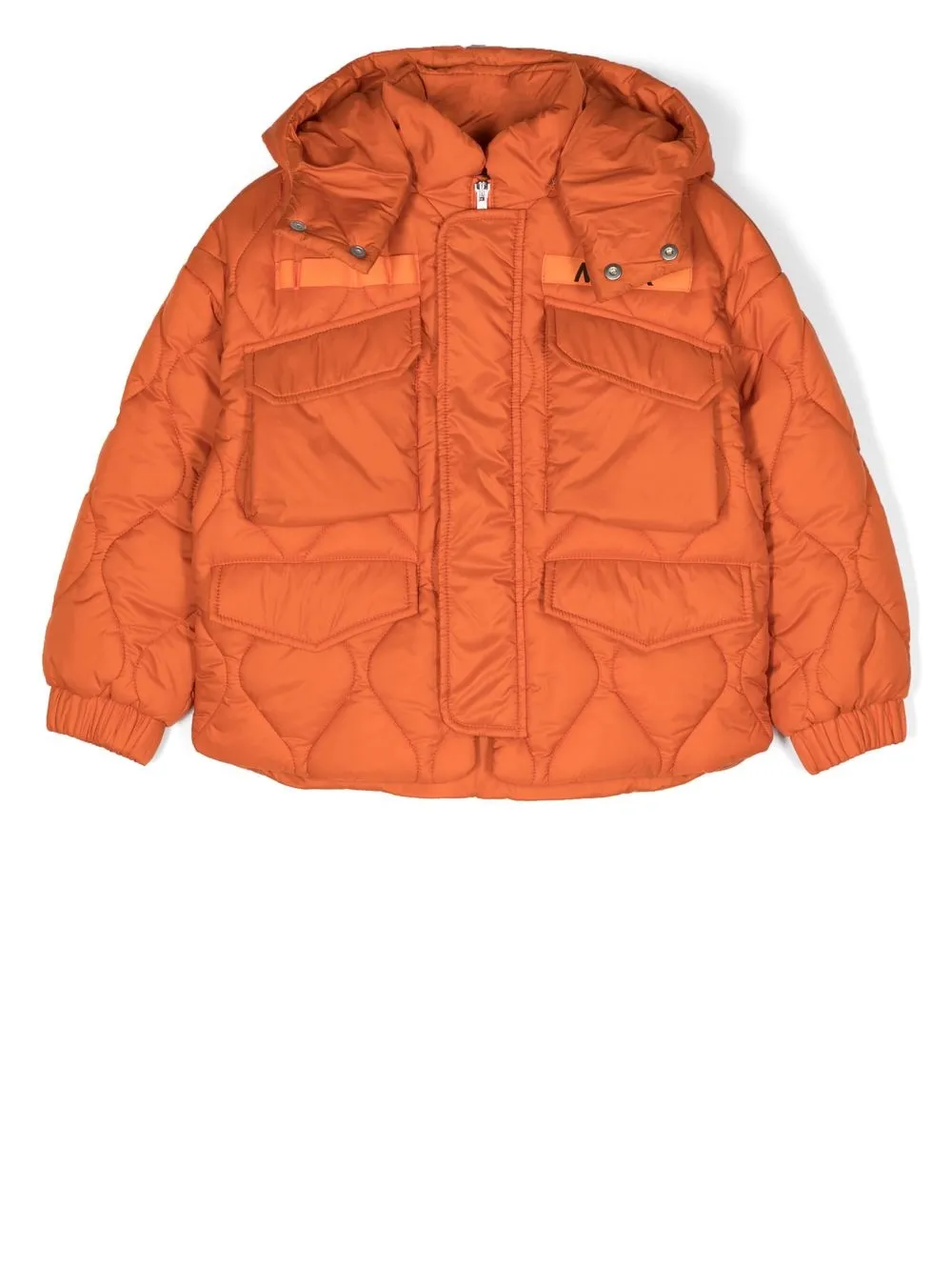 

MYAR KIDS quilted-finish hooded jacket - Orange