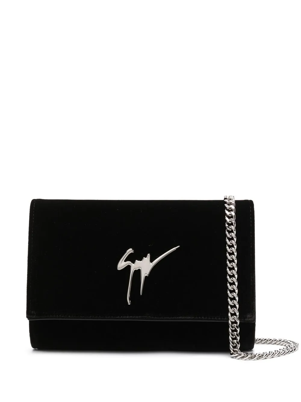 

Giuseppe Zanotti logo-plaque leather clutch bag - Black