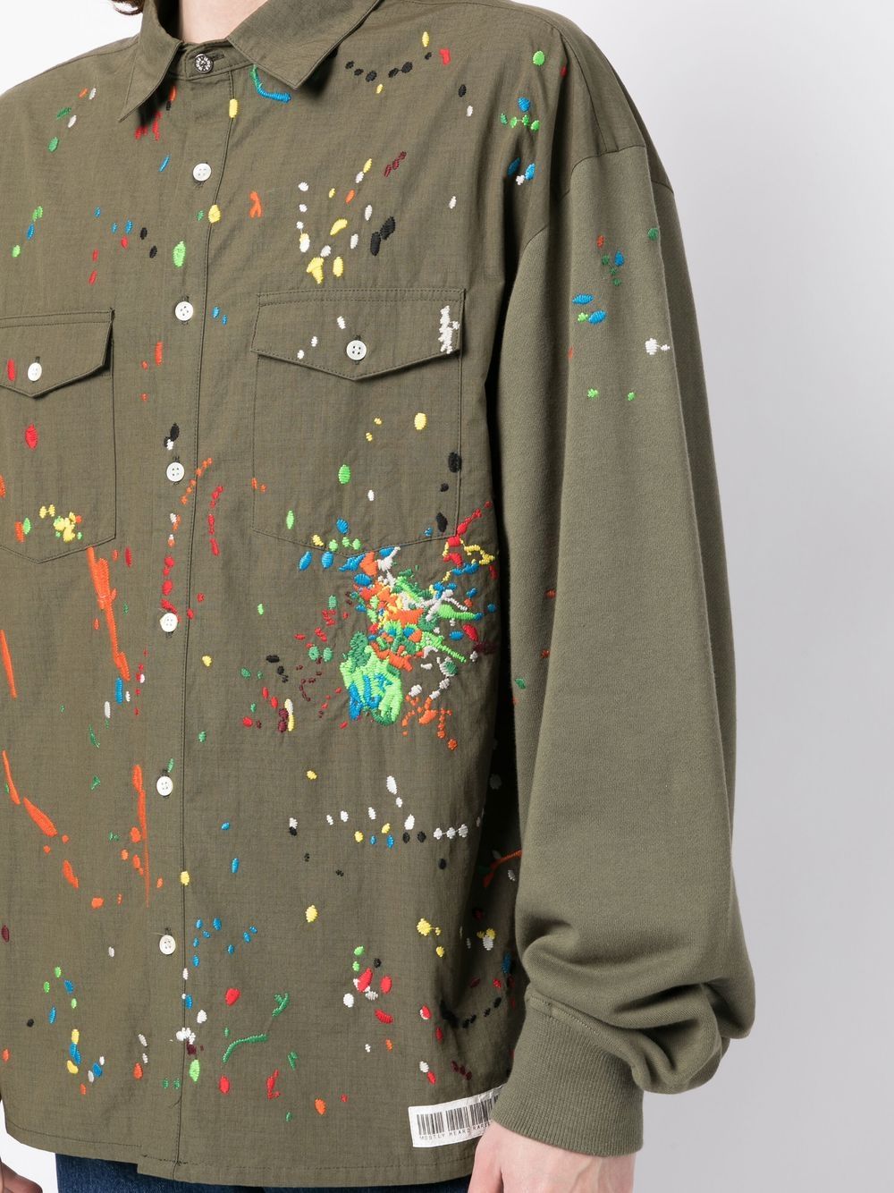 Shop Mostly Heard Rarely Seen Paint-embroidered Long-sleeve Shirt In Green