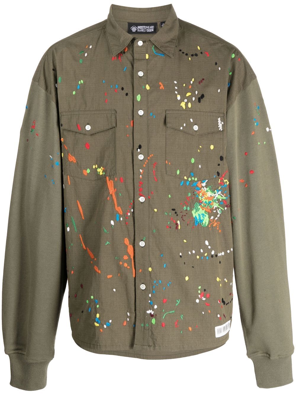 Mostly Heard Rarely Seen Paint-embroidered Long-sleeve Shirt In Green