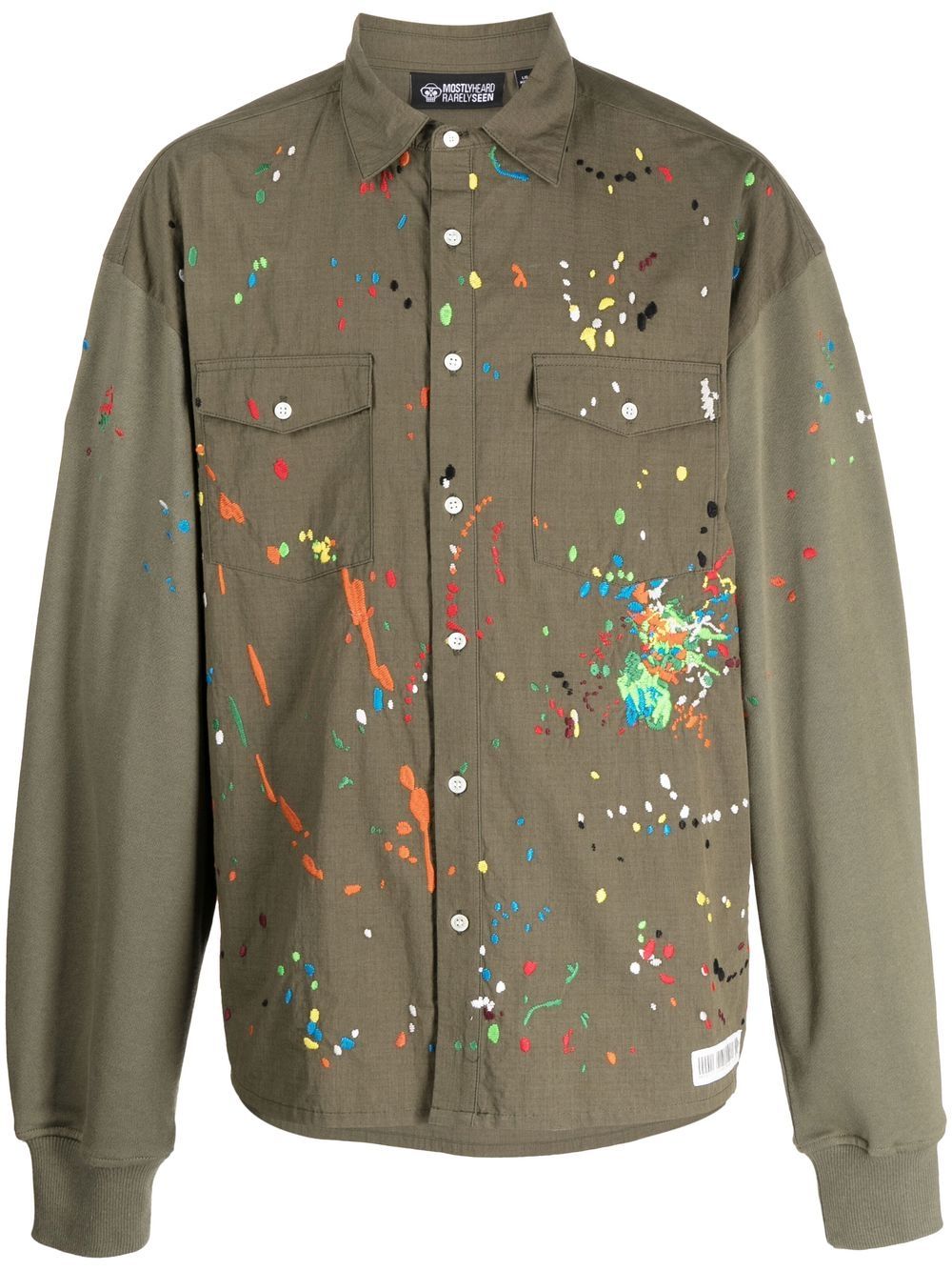 Shop Mostly Heard Rarely Seen Paint-embroidered Long-sleeve Shirt In Green