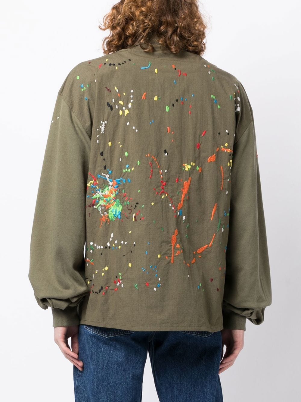 Shop Mostly Heard Rarely Seen Paint-embroidered Long-sleeve Shirt In Green