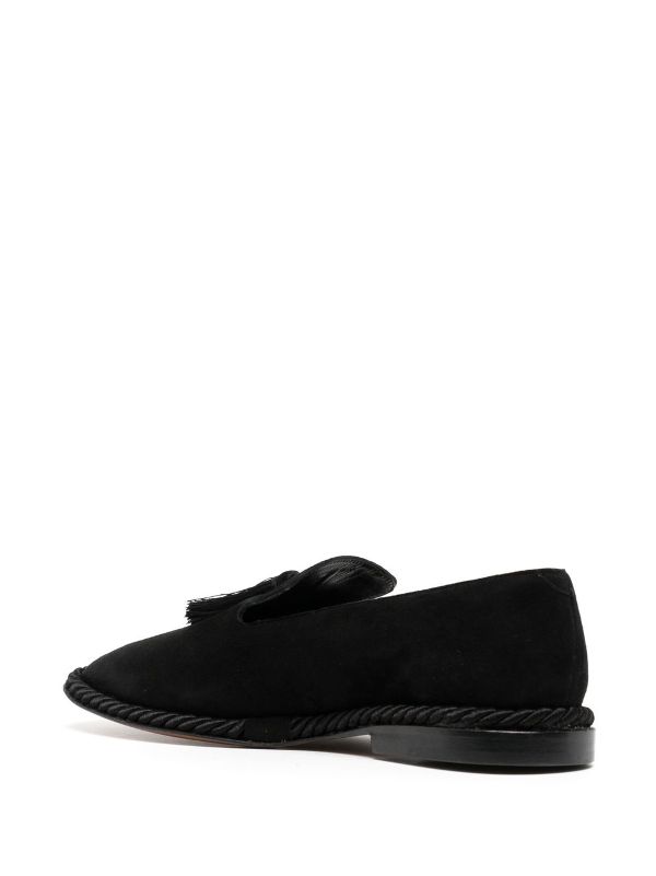 Mens black velvet hot sale loafers with tassels