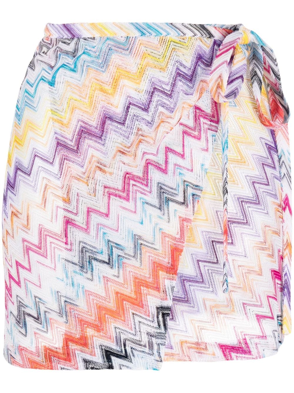 Missoni Zig-zag Pattern Knitted Skirt In White