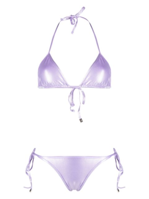 The Attico high-shine triangle bikini set Women