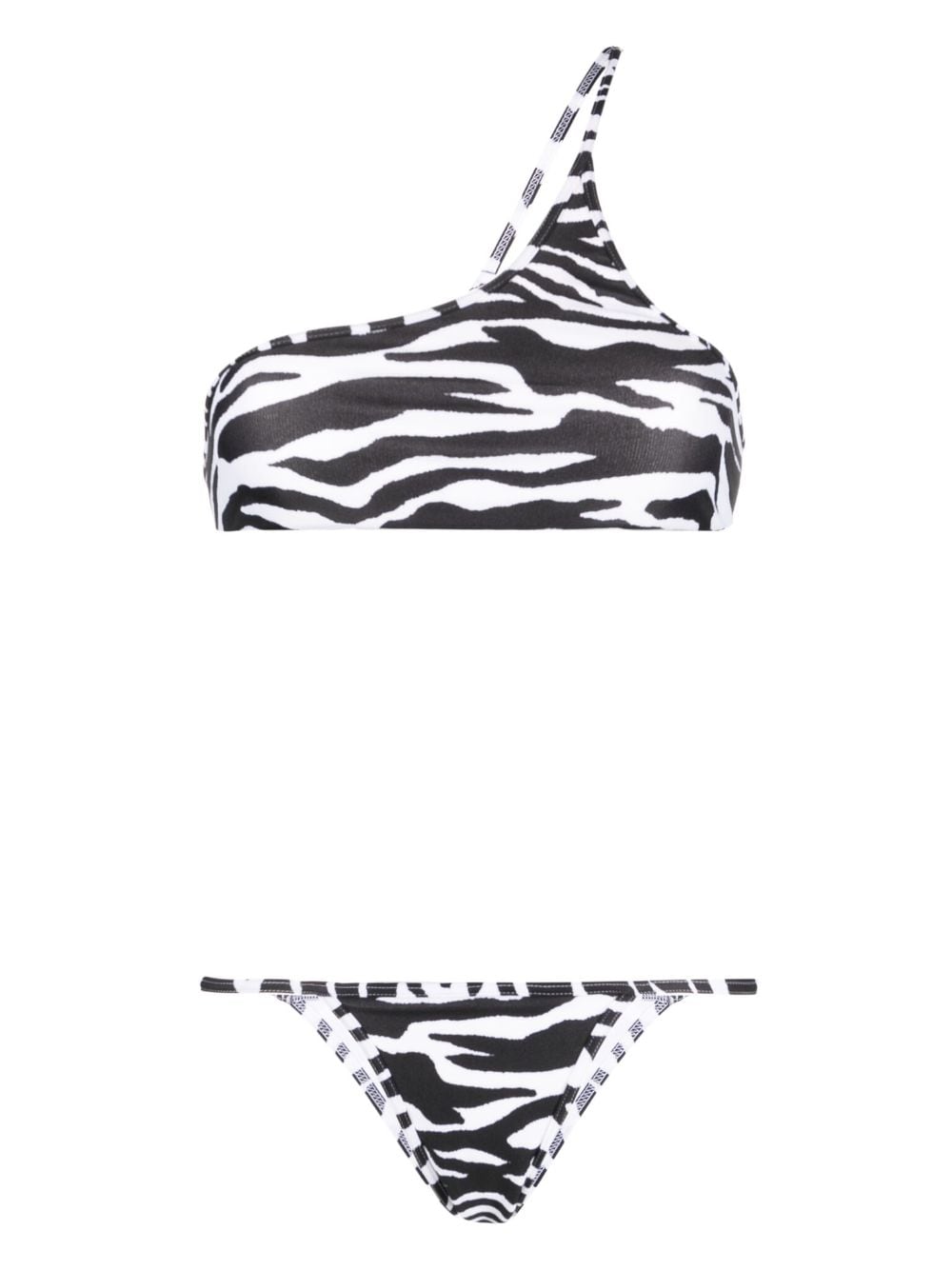Shop Attico One-shoulder Zebra-print Bikini Set In Weiss