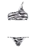 The Attico one-shoulder zebra-print bikini set - White