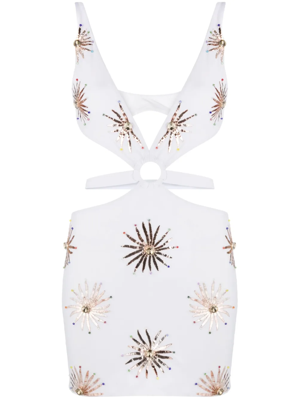 Oceanus Cut-out Mini Dress In White