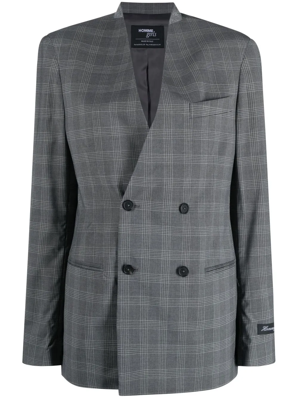 

HommeGirls checked double-breasted blazer - Grey