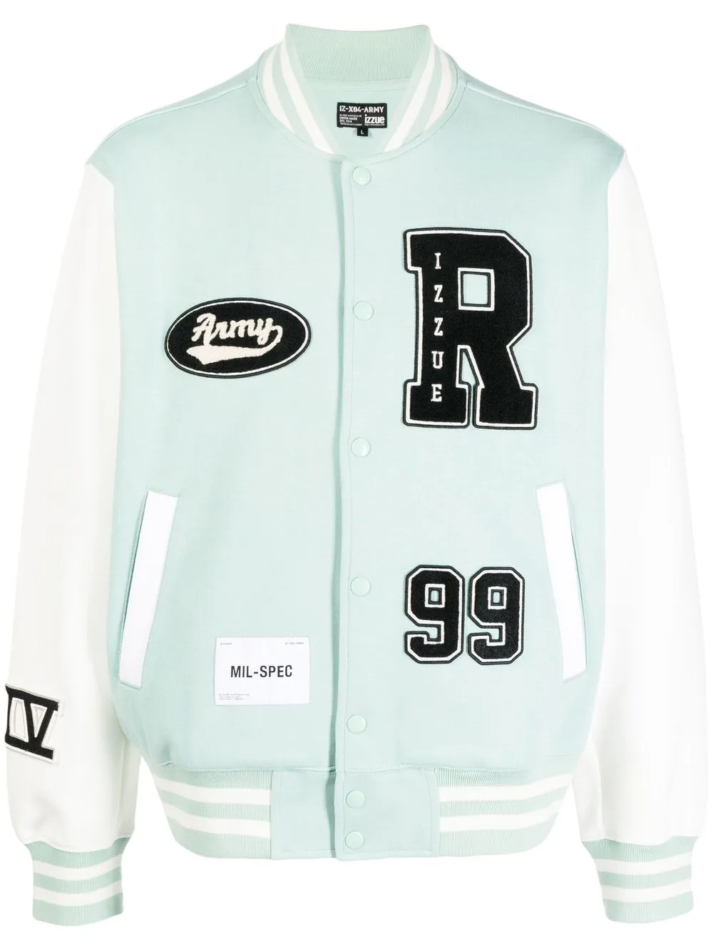 

izzue logo-patch varsity jacket - Green