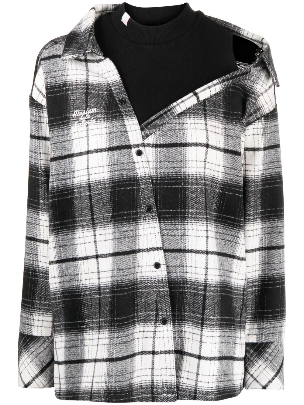 

Musium Div. off-shoulder plaid shirt - Black