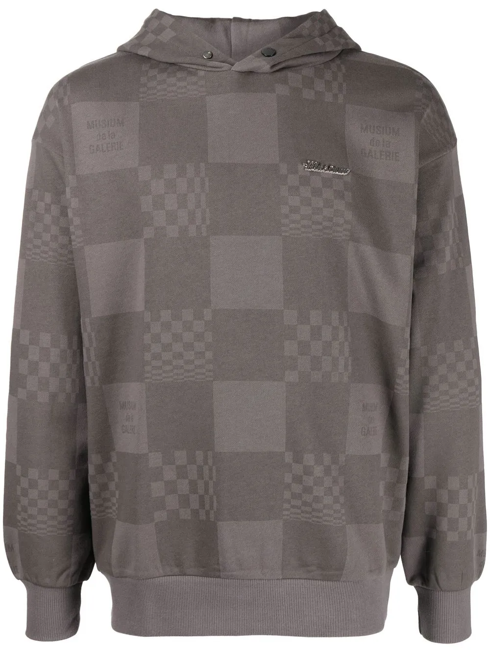 Musium Div. Checkerboard Cotton Hoodie In Grau