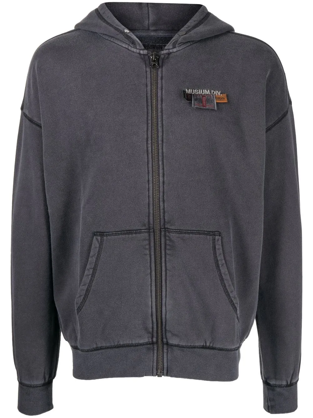 

Musium Div. hoodie con cierre y logo - Gris