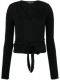 Marchesa Notte tie wrap long-sleeve top - Black