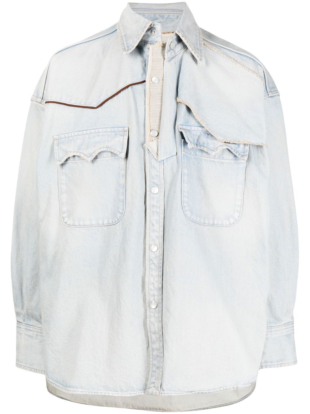 Kolor Distressed Denim Jacket In Blue