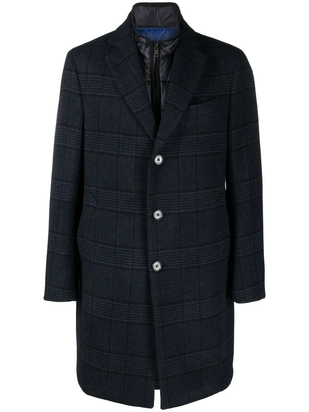 

Fay checked single-breasted coat - Blue