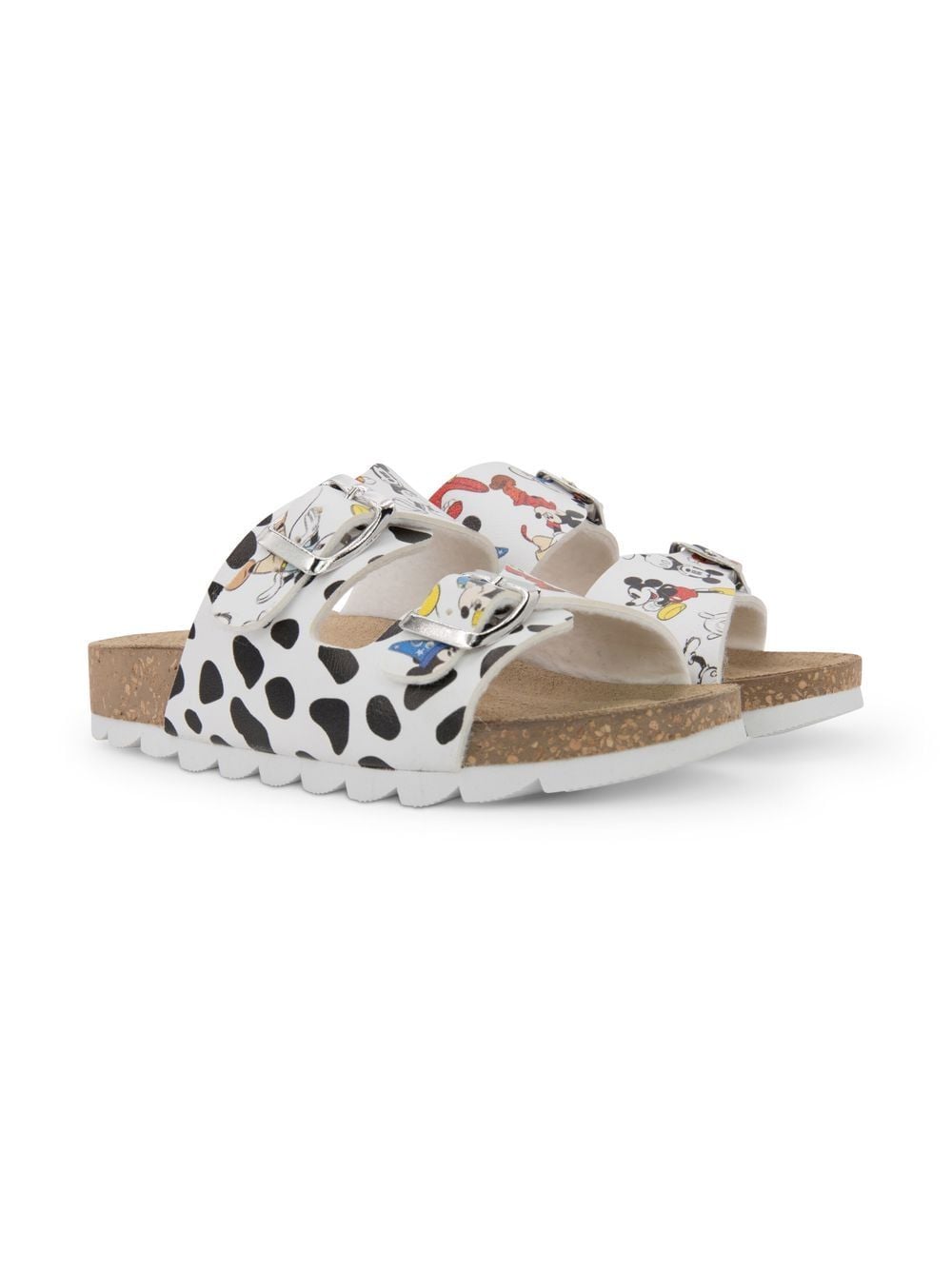 Moa Kids dalmatian-print buckled sandals - White