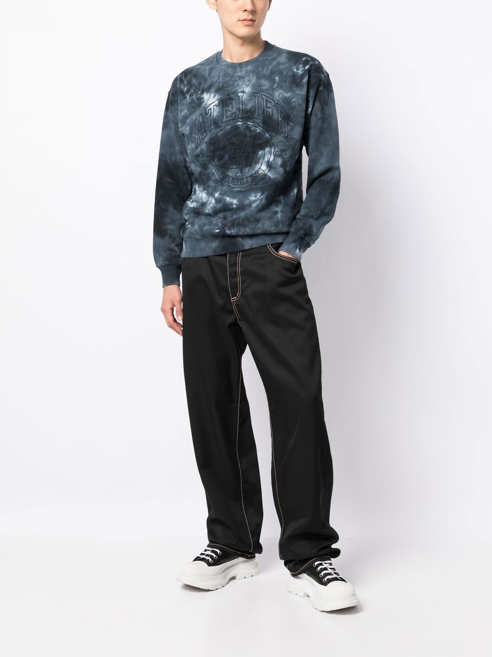 Musium Div. Sweater met tie-dye print - Blauw