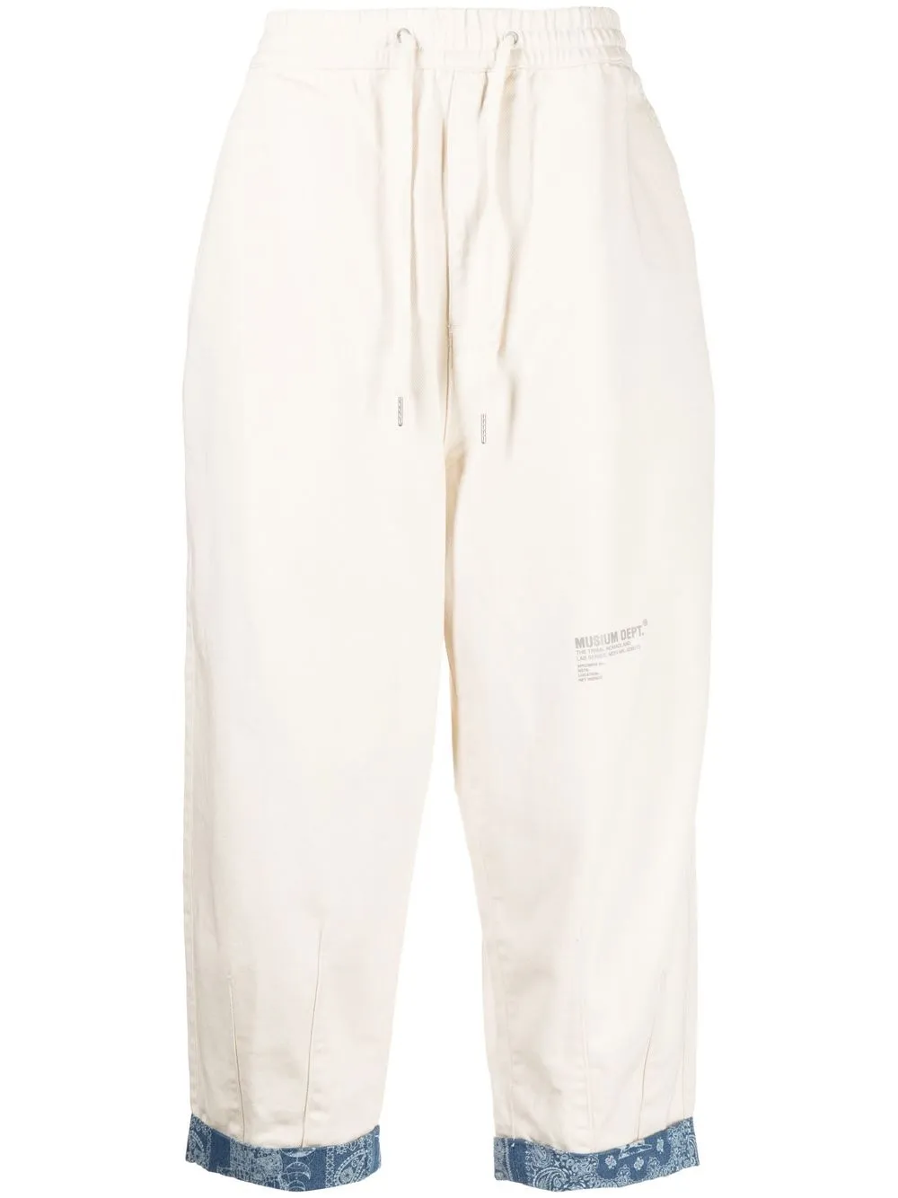 

Musium Div. logo-print cropped trousers - White