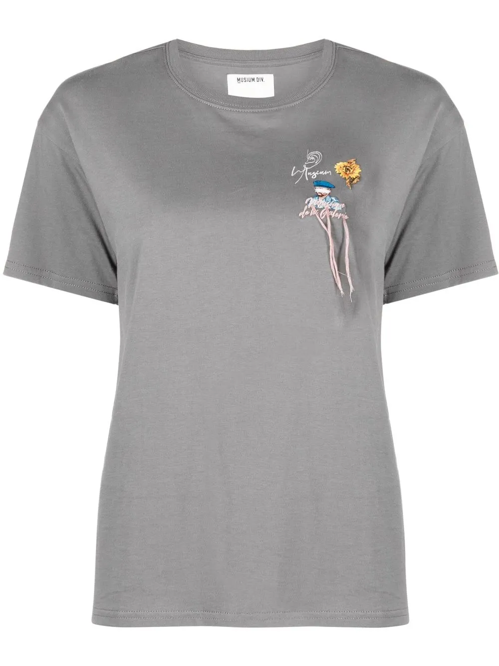 

Musium Div. Van Gogh-embroidered cotton T-shirt - Grey