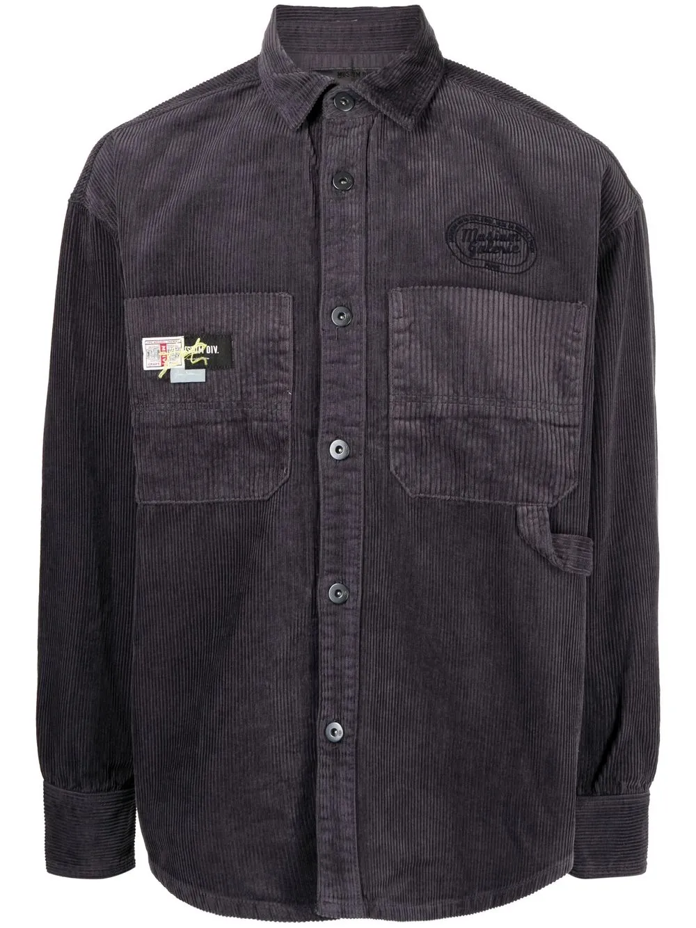 

Musium Div. logo-patch corduroy shirt - Grey