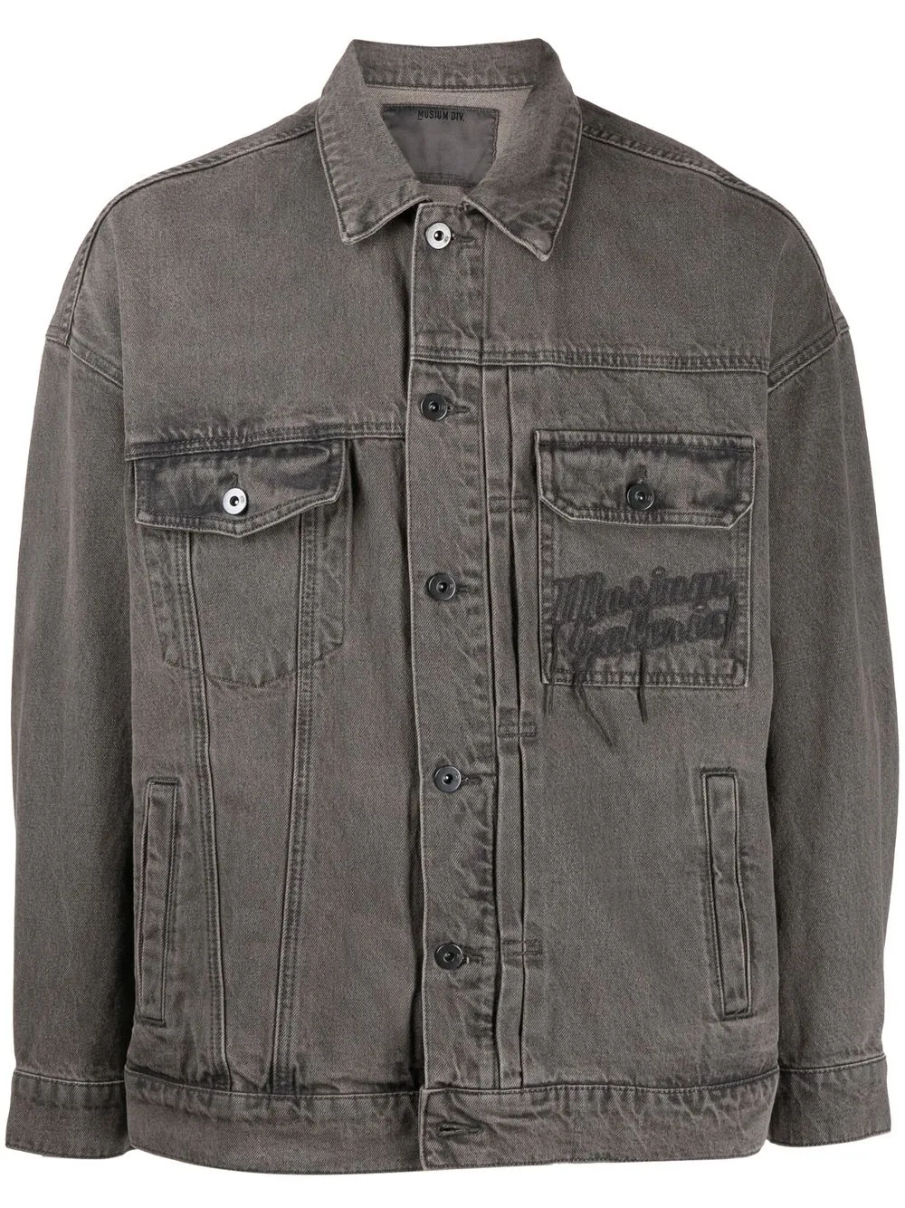 

Musium Div. logo-embroidered denim jacket - Grey