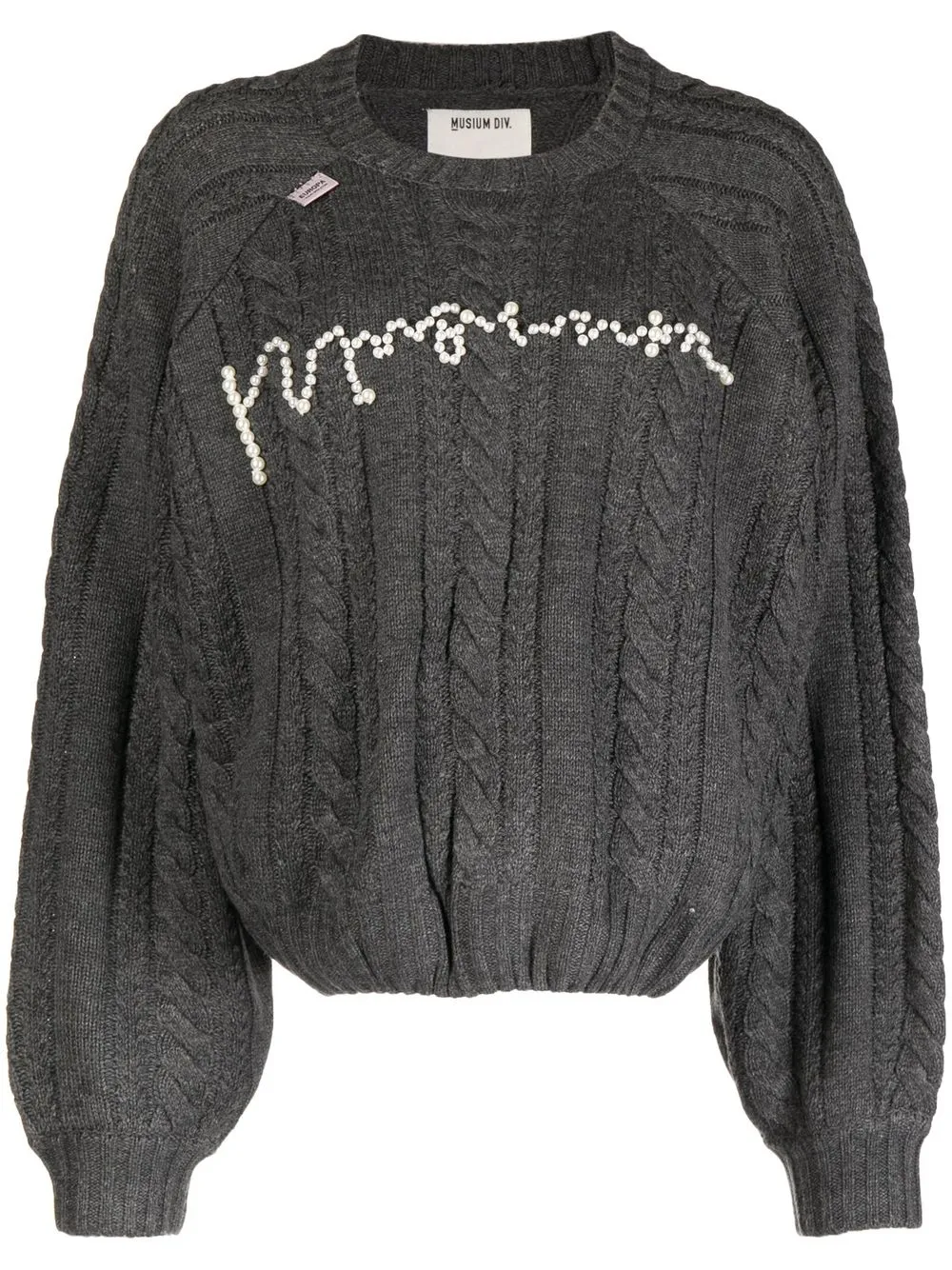 

Musium Div. logo-embellished cable-knit jumper - Grey