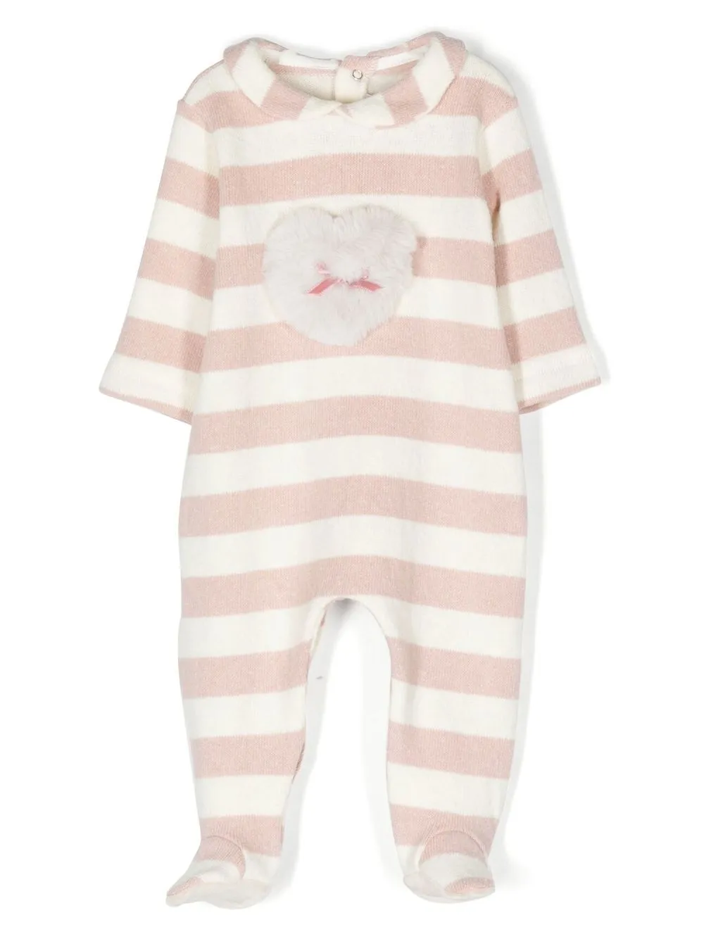 

La Stupenderia striped faux-fur detail pyjamas - Pink