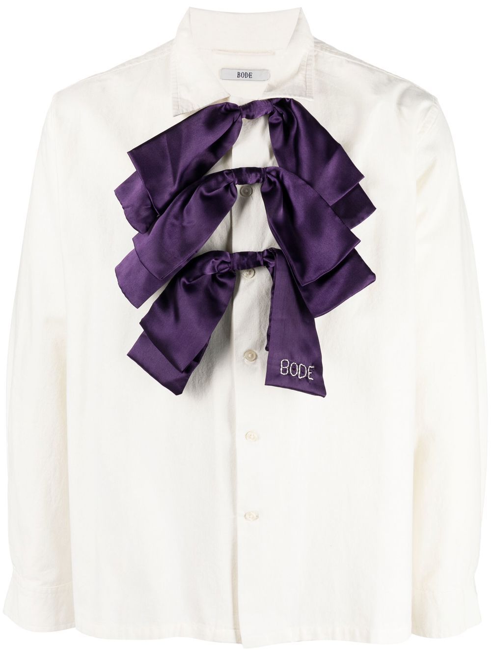 Bode Bow-detail Long-sleeved Shirt In White