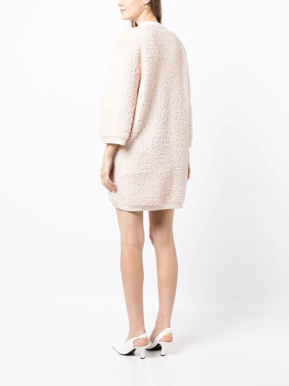 Pre-owned Chanel Frilled Round-neck Jacket In Pink