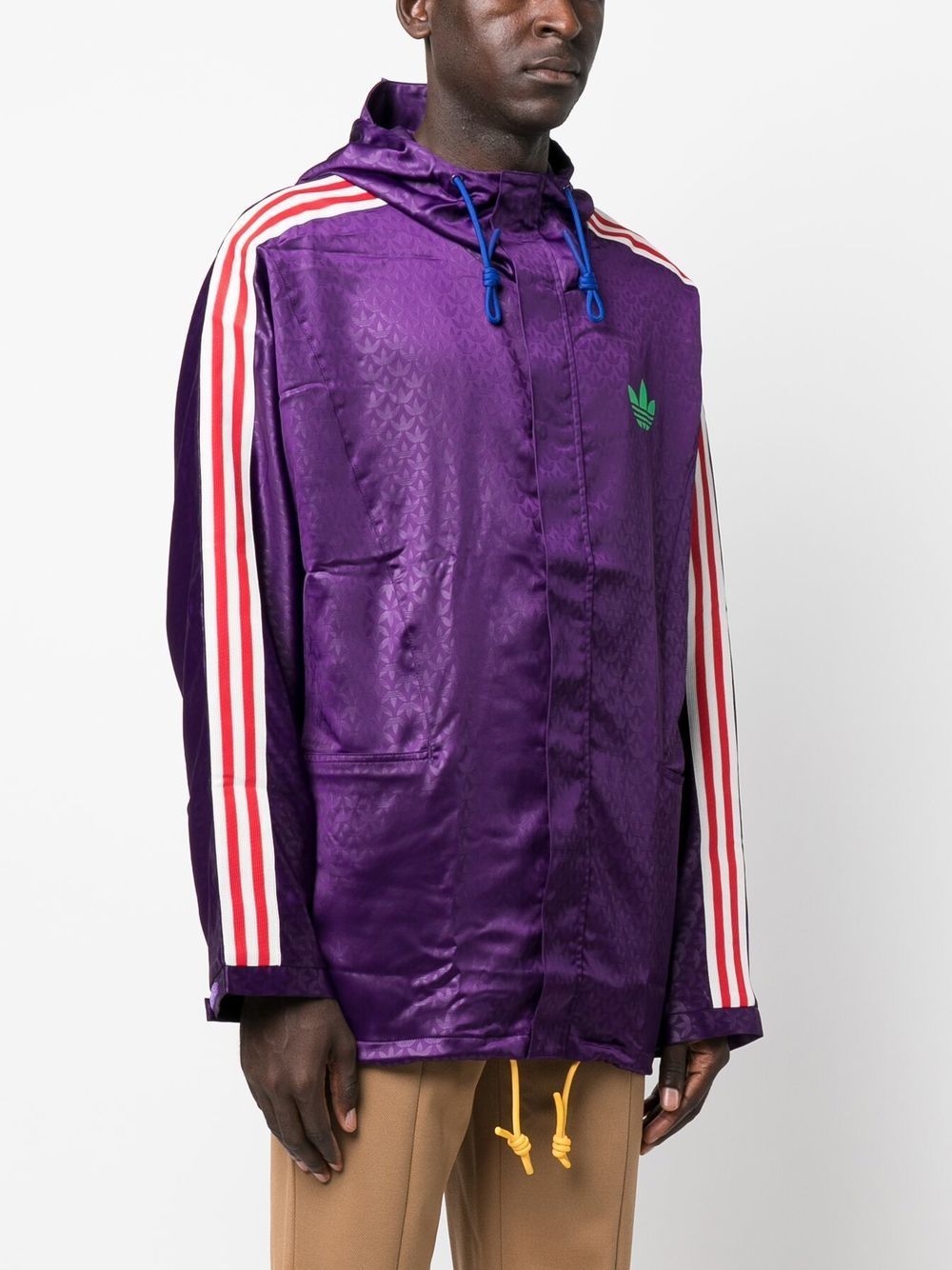 adidas Monogram-pattern Print Hooded Coat in Purple for Men