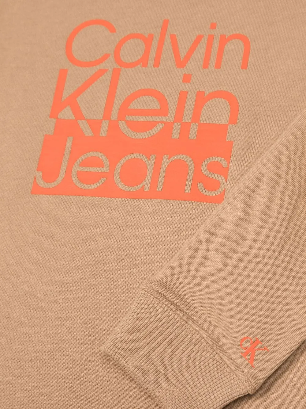 Shop Calvin Klein Logo Print Crew-neck Sweatshirt In 中性色