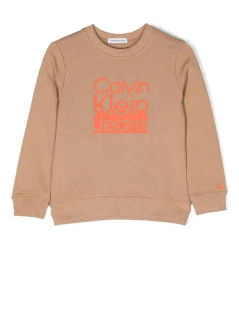Calvin Klein Kids سويت شيرت برقبة مستديرة وطبعة شعار الماركة 
