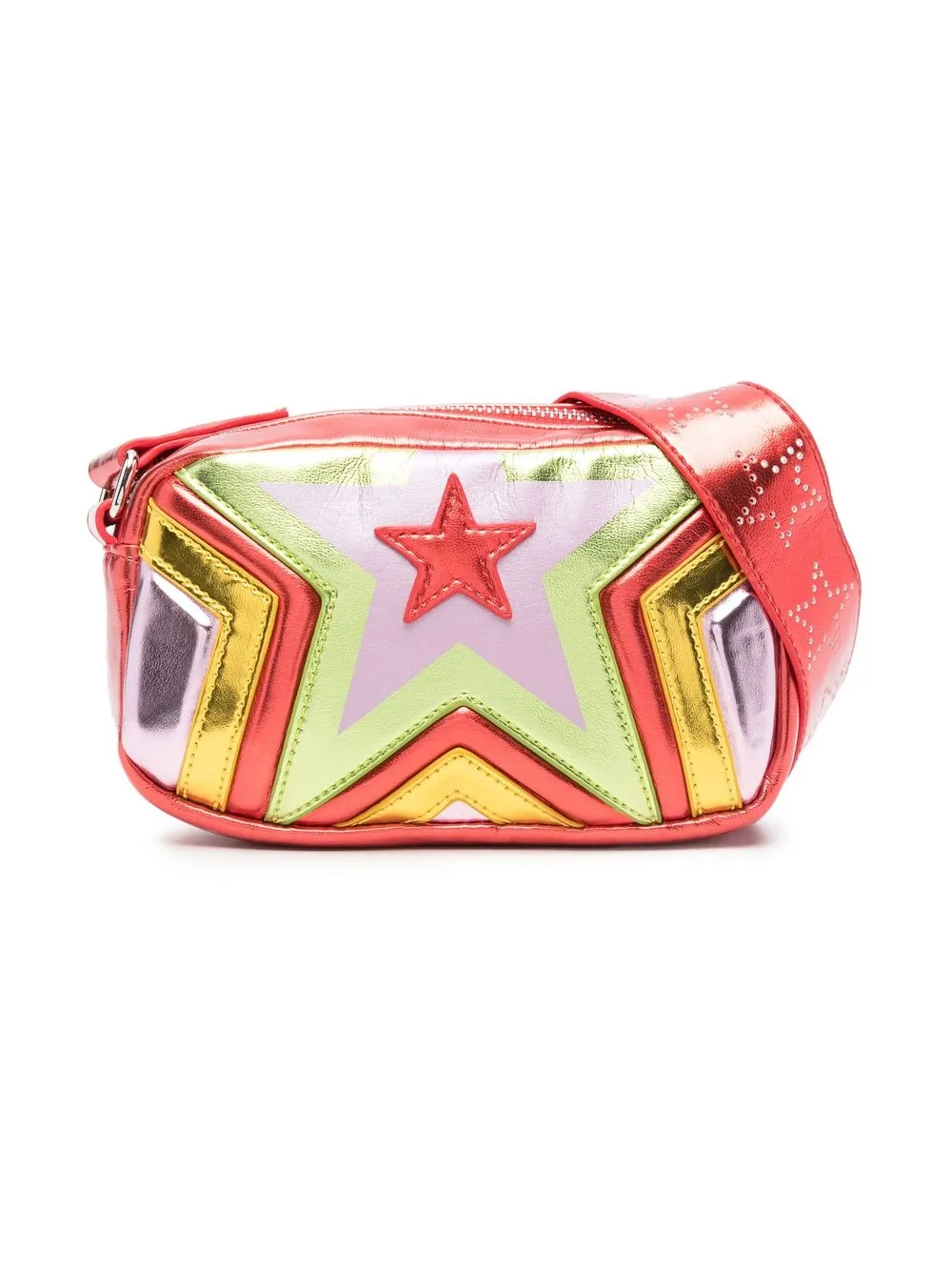 

Stella McCartney Kids bolsa de hombro metalizada con estrella estampada - Rojo