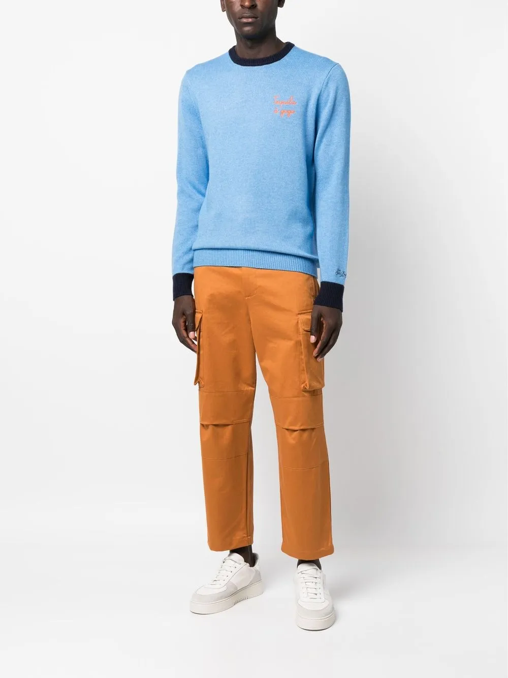 MC2 Saint Barth Trui met geborduurde tekst - Blauw