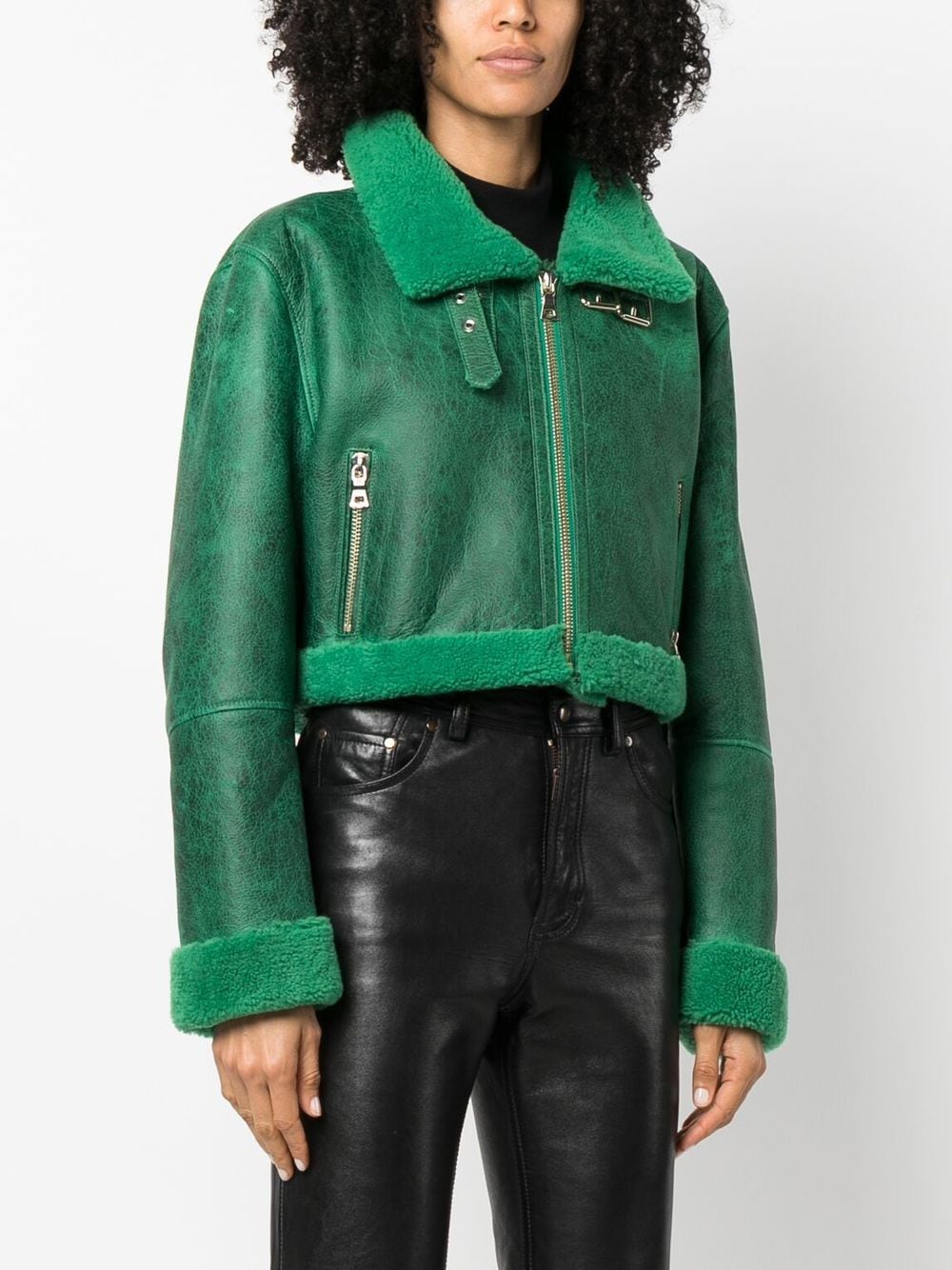 Arma shearling-detail Cropped Leather Jacket - Farfetch