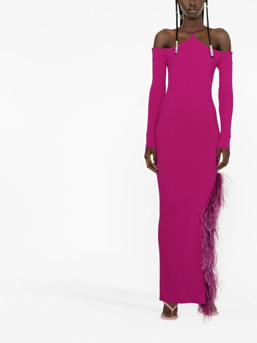 Giuseppe Di Morabito Midi-jurk met gestrikte hals - Roze