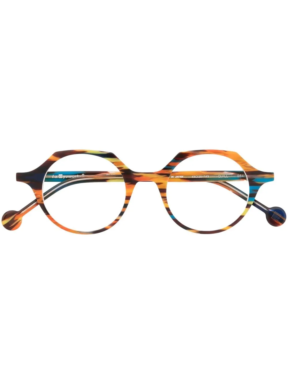 

L.A. EYEWORKS geometric-frame optical glasses - Brown