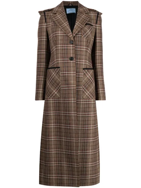 Prada Pre-Owned Runaway plaid hooded midi coat